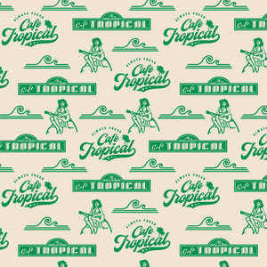 Schitt's Creek- Cafe Tropical Signs - Cream -Cotton-FULL 8 YARD BOLT