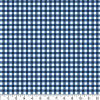 Printed  Indigo  Gingham Fabric - 65 %Poly  35%Cotton