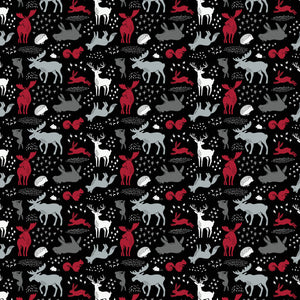 North of Ordinary Collection-Forest Animals-01 Black-100% Cotton-21172101-01