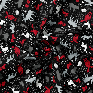 North of Ordinary Collection-Forest Animals-01 Black-100% Cotton-21172101-01