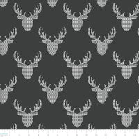 North of Ordinary Collection-Knit Look Deer-02 Charcoal-100% Cotton-21191705-02
