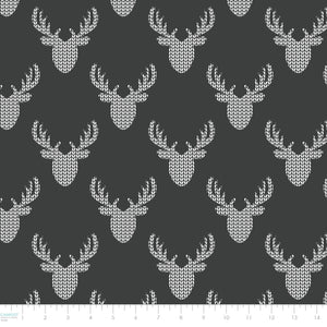 North of Ordinary Collection-Knit Look Deer-02 Charcoal-100% Cotton-21191705-02
