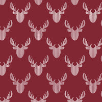 North of Ordinary Collection-Knit Look Deer-03 Crimson-100% Cotton-21191705-03