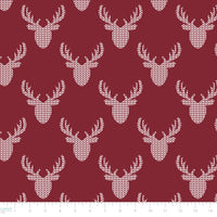 North of Ordinary Collection-Knit Look Deer-03 Crimson-100% Cotton-21191705-03