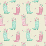 Rodeo Rose Collection-Boots in Bloom-Cream-100% Cotton-21240302-01