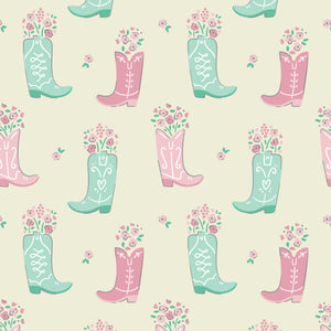 Rodeo Rose Collection-Boots in Bloom-Cream-100% Cotton-21240302-01