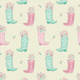 Rodeo Rose Collection-Boots in Bloom-Cream-100% Cotton-21240302-01