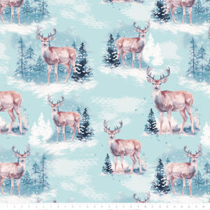 Fleece and Flannel 2025 Catalog-Winter Deer Scene-Light Blue-Fleece-21240603A-01