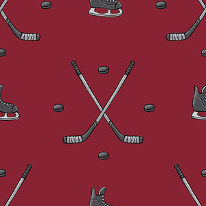 North of Ordinary Collection-Hockey Anthem-Crimson-100% Cotton-21250105-01