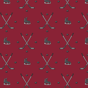 North of Ordinary Collection-Hockey Anthem-Crimson-100% Cotton-21250105-01