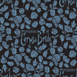 Corpse Bride Collection-Roses & Title-Blue-100% Cotton-23290106-01