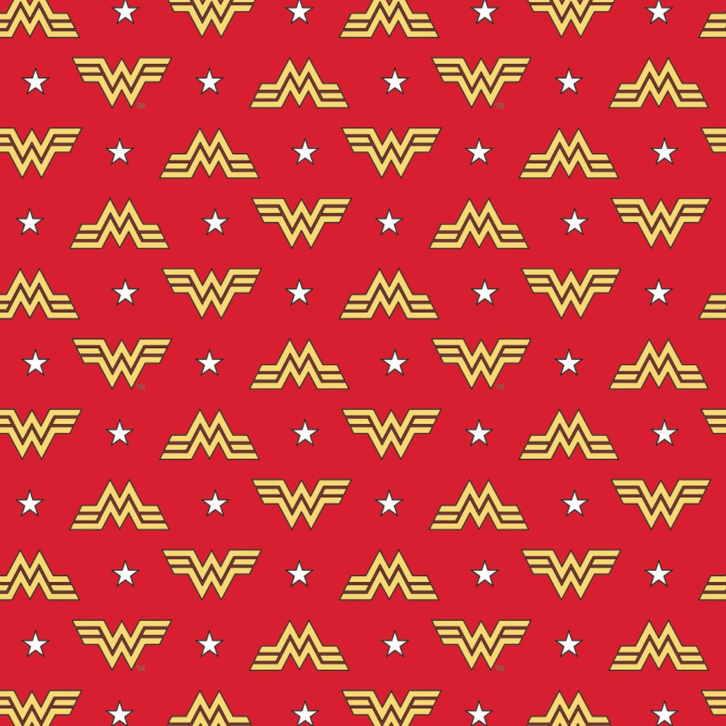 DC Comics-  Wonder Woman- 2 Yard Cotton Cut-WW84 LOGO AND STARS