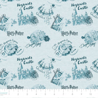 Harry Potter Stamps Collection-Wizarding Sketches-Blue-100% Cotton-23800922-02