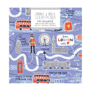 EMMA & MILA - From London with Love Map-  FQS -Blue - Cotton