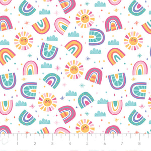Fleece and Flannel 2025 Catalog-Sunshine and Rainbows-White-Cotton Flannel-50240102B-01