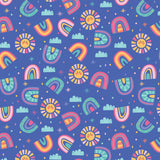Fleece and Flannel 2025 Catalog-Sunshine and Rainbows-Blue-Cotton Flannel-50240102B-02