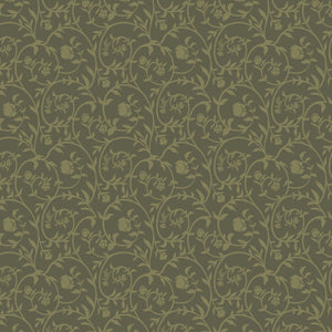 Dark Romance Collection-Briars and Blossoms-Olive-100% Cotton-52240104-01