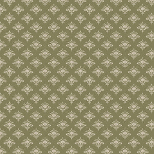 Dark Romance Collection-Dainty Damask-Olive-100% Cotton-52240105-01