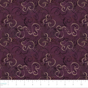 Aged Vineyard Collection-Scrolls-100% Cotton-Purple-55230507-02