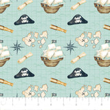 Fleece and Flannel 2025 Catalog-Treasure Map-Aqua-Cotton Flannel-56240101B-01