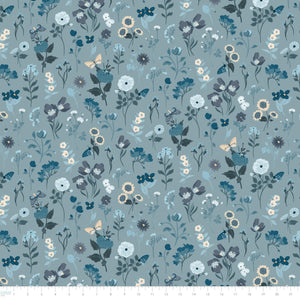Midnights in Bloom Collection-Stems-100% Cotton-Grey Blue-58230502-03