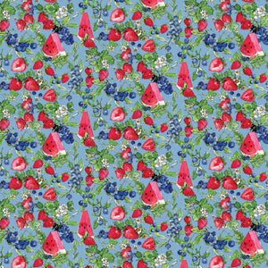 Sweet Summer Collection-Berry Blossoms-Blue-100% Cotton 66230202-03