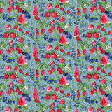 Sweet Summer Collection-Berry Blossoms-Blue-100% Cotton 66230202-03
