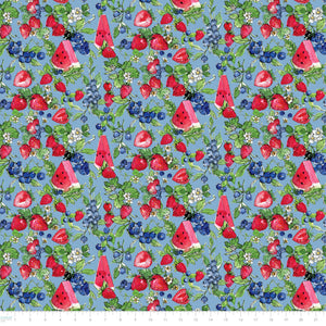 Sweet Summer Collection-Berry Blossoms-Blue-100% Cotton 66230202-03