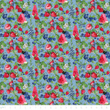Sweet Summer Collection-Berry Blossoms-Blue-100% Cotton 66230202-03