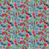 Sweet Summer Collection-Berry Blossoms-Blue-100% Cotton 66230202-03