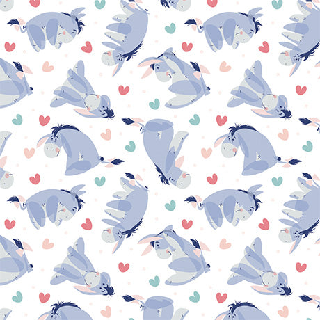 Winnie The Pooh Be Happy Collection-Eeyore Heart Toss - 100% Cotton - 44/45''