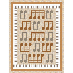 Song Bird Music Note And Keyboard Printed Quilt   Panel-PI004RSD_SONG