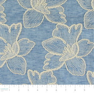 Embroidered Poly Linen-100% Polyester-Woven