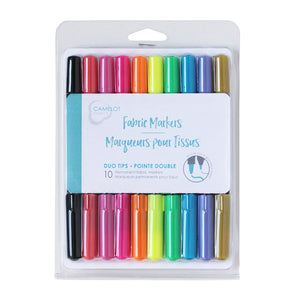 Fabric Markers- Pack of 10 Permanent Duo Tip Fabric Markers - Bright Colors