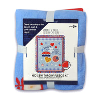 EMMA & MILA - American Pie - No Sew Throw - Fleece- Blue