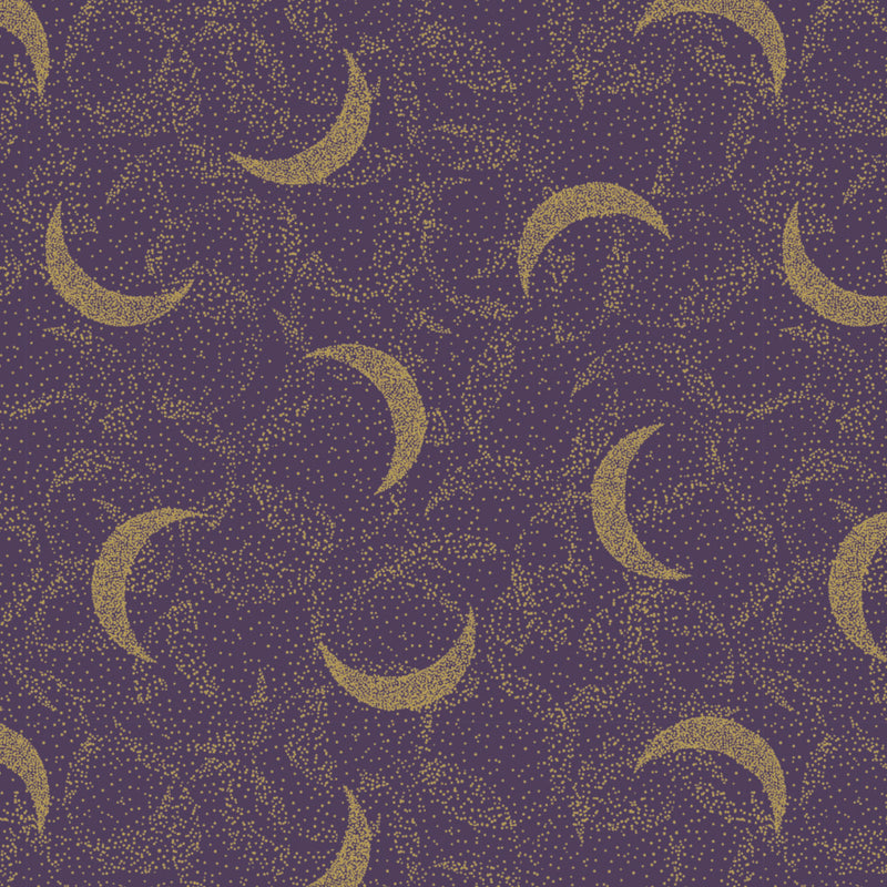 Written in the Stars by CDS & Laura Marshall - Moondust - Metallic - Purple- Cotton