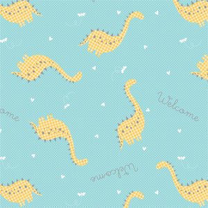 Dinosaur In Blue Bamboo Flannel