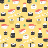 On a Roll by CDS - 2 Yard Cotton cut -Sushi-Mania -Yellow