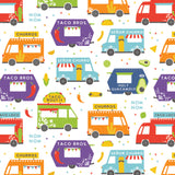 Taco 'Bout It Collection -2 Yard Cotton Cut - Food Trucks - White