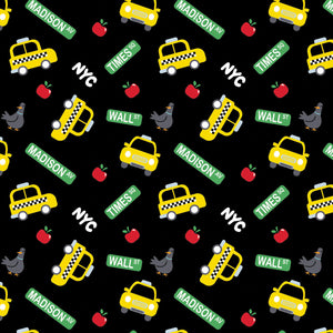 Printed Flannel-City Life Toss Flannel-Black-100% Cotton-21220603B-02