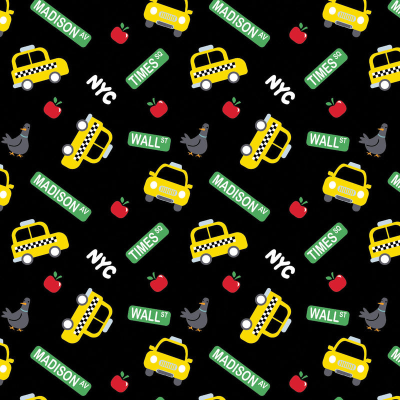 Printed Flannel-City Life Toss Flannel-Black-100% Cotton-21220603B-02