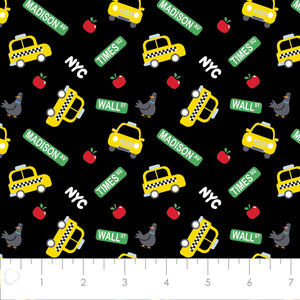 Printed Flannel-City Life Toss Flannel-Black-100% Cotton-21220603B-02