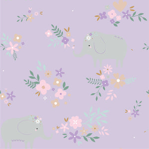 Printed Flannel-Soft Elephant Floral Flannel-Light Purple-100% Cotton-21220803B-03