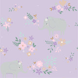 Printed Flannel-Soft Elephant Floral Flannel-Light Purple-100% Cotton-21220803B-03