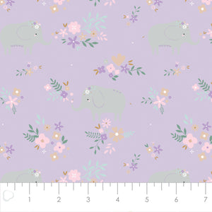 Printed Flannel-Soft Elephant Floral Flannel-Light Purple-100% Cotton-21220803B-03