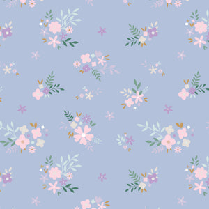 Printed Flannel-Soft Floral Flannel-Periwinkle-100% Cotton-21220805B-02