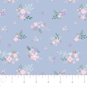 Printed Flannel-Soft Floral Flannel-Periwinkle-100% Cotton-21220805B-02