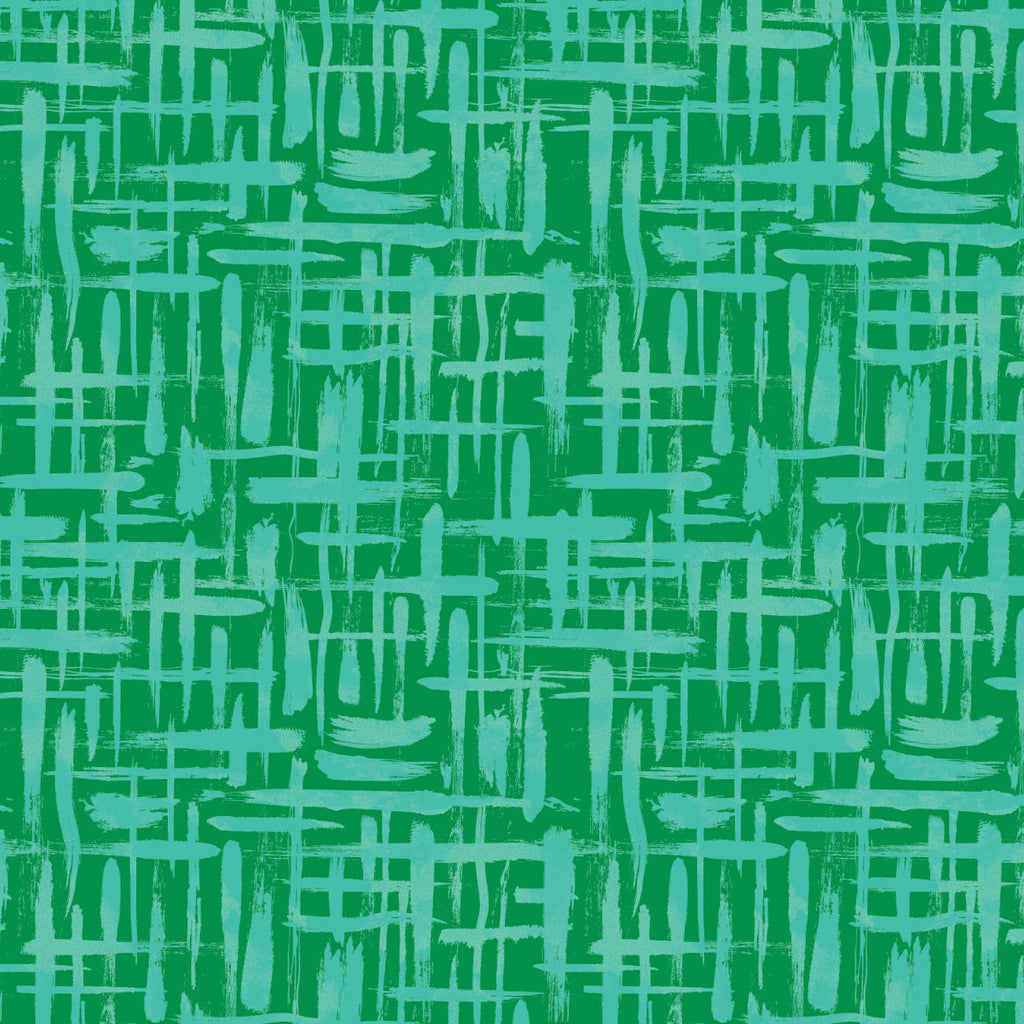 Around the Block Collection - Paintbrush Plaid - Green - Cotton 21230205-04