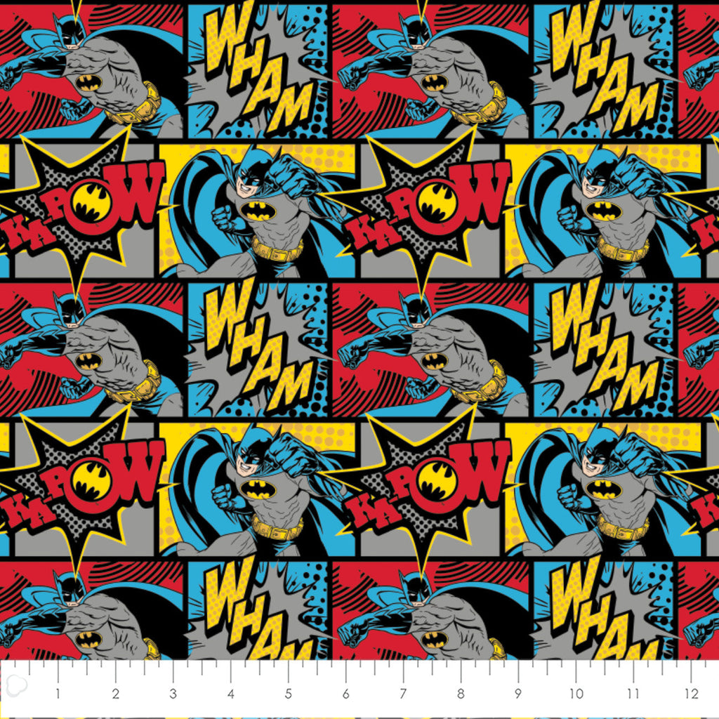 DC Comics- Batman Wham Kapow -1.5 Yard Cut - Printed Flannel - Multi