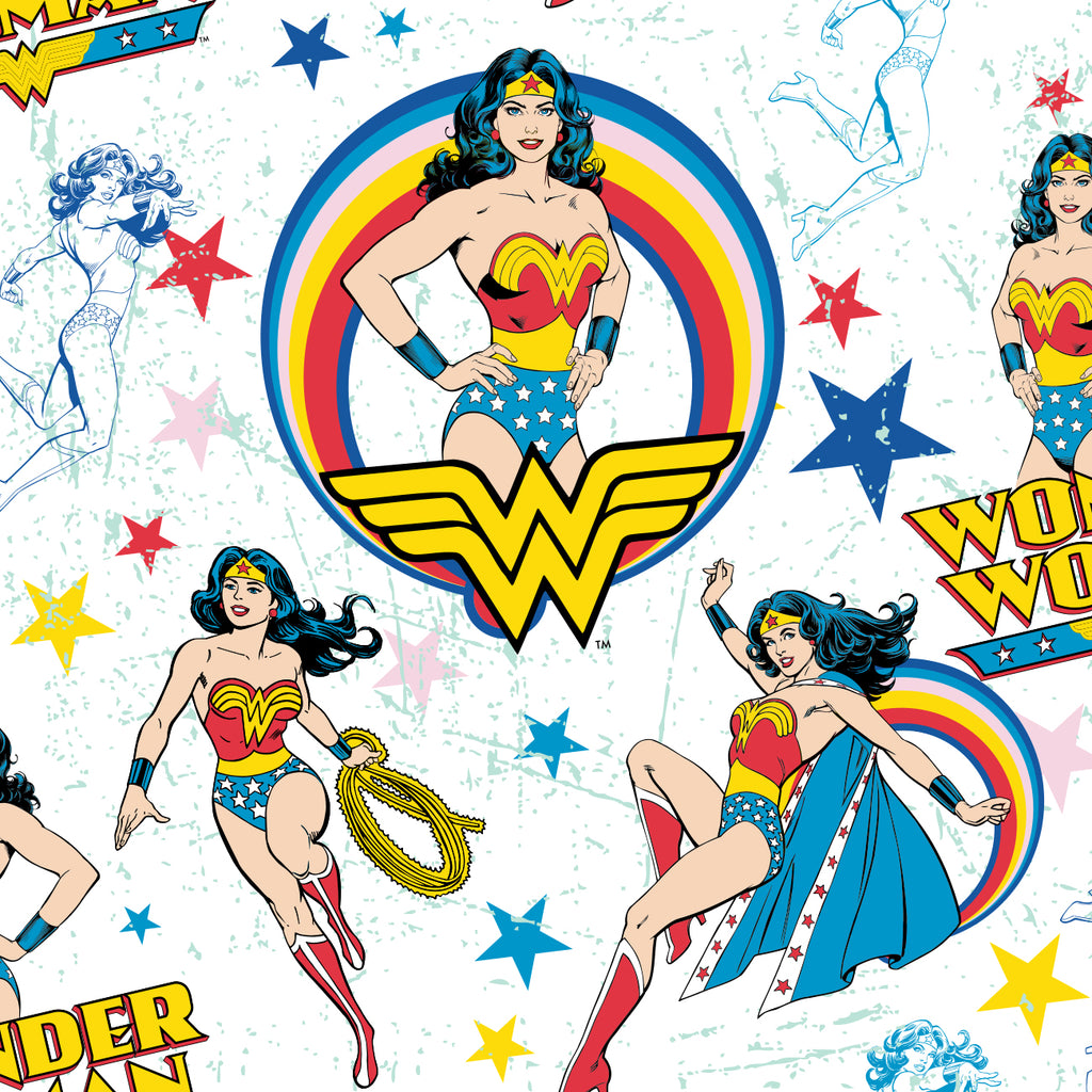 DC Comics -Wonder Woman-Character with Stars Fleece- White